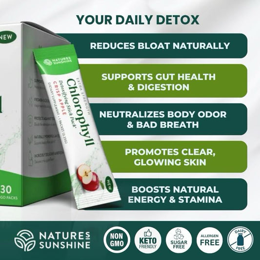 Chlorophyll Stick Packs: Crisp Apple. Gut Health Hero- Detox, Reduce Bloat, Clear Skin, Support Digestion, Boost Energy Healthcare
